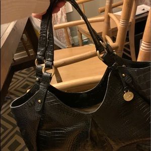 Black leather Brahmin hobo tote